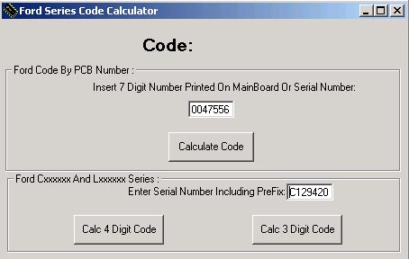 Ford car radio code calculator online #1